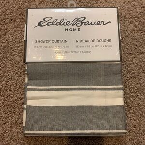 New Eddie‎ Bauer  Shower Curtain Charcoal/ White Stripes 100% Cotton, Modern